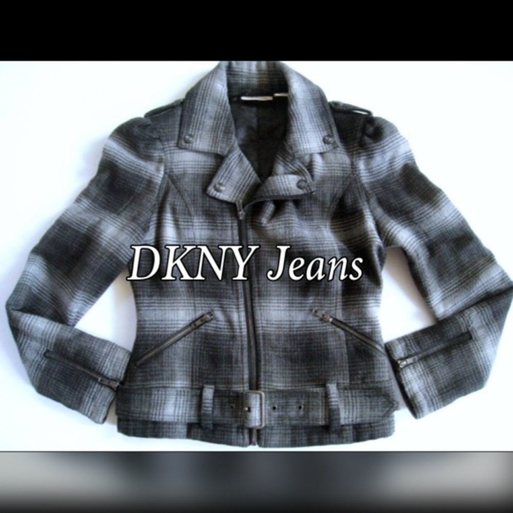 DKNY Jeans Plaid Moto Jacket Sz S